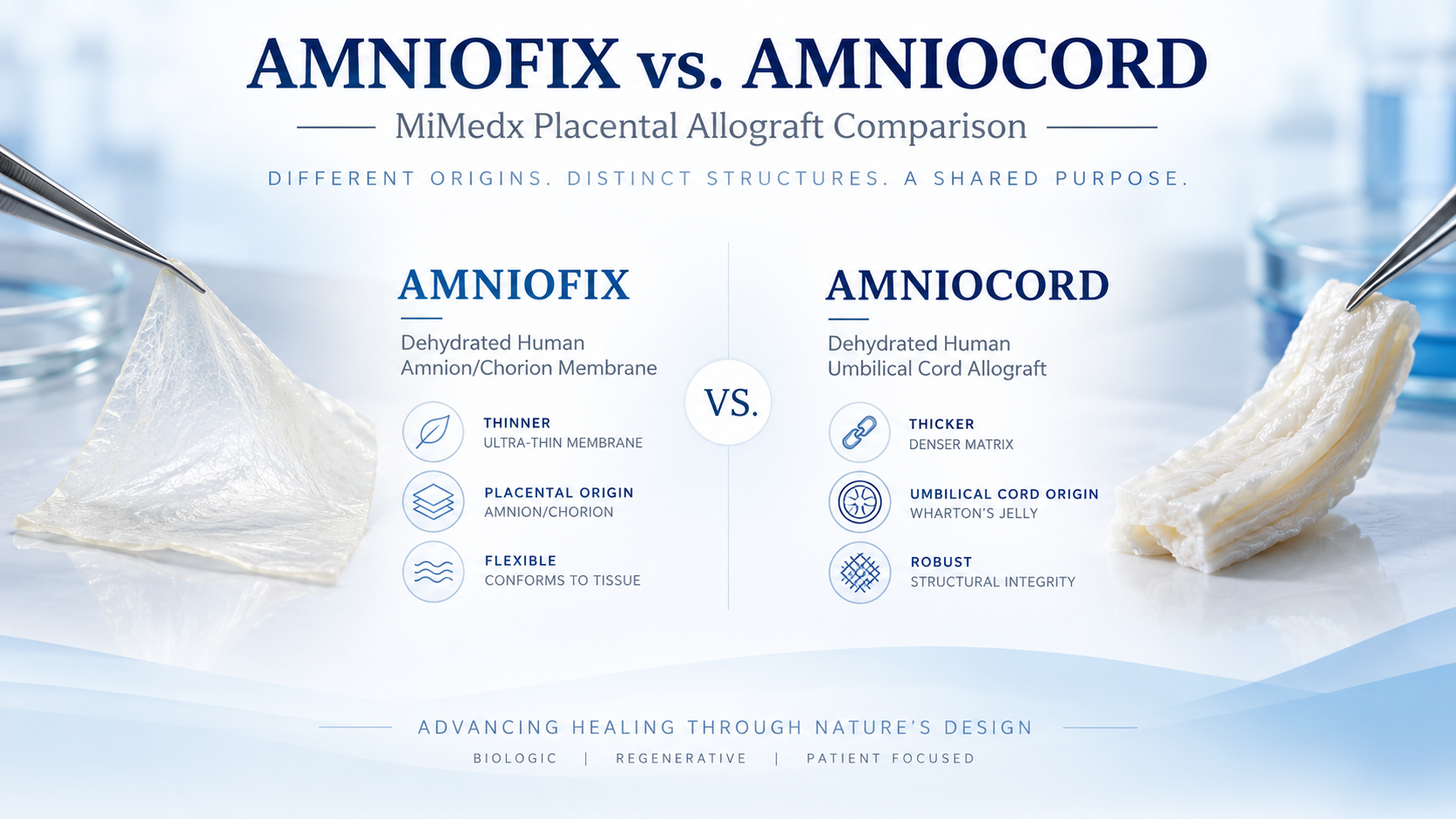 MiMedx AMNIOFIX and AMNIOCORD placental allografts compared side by side